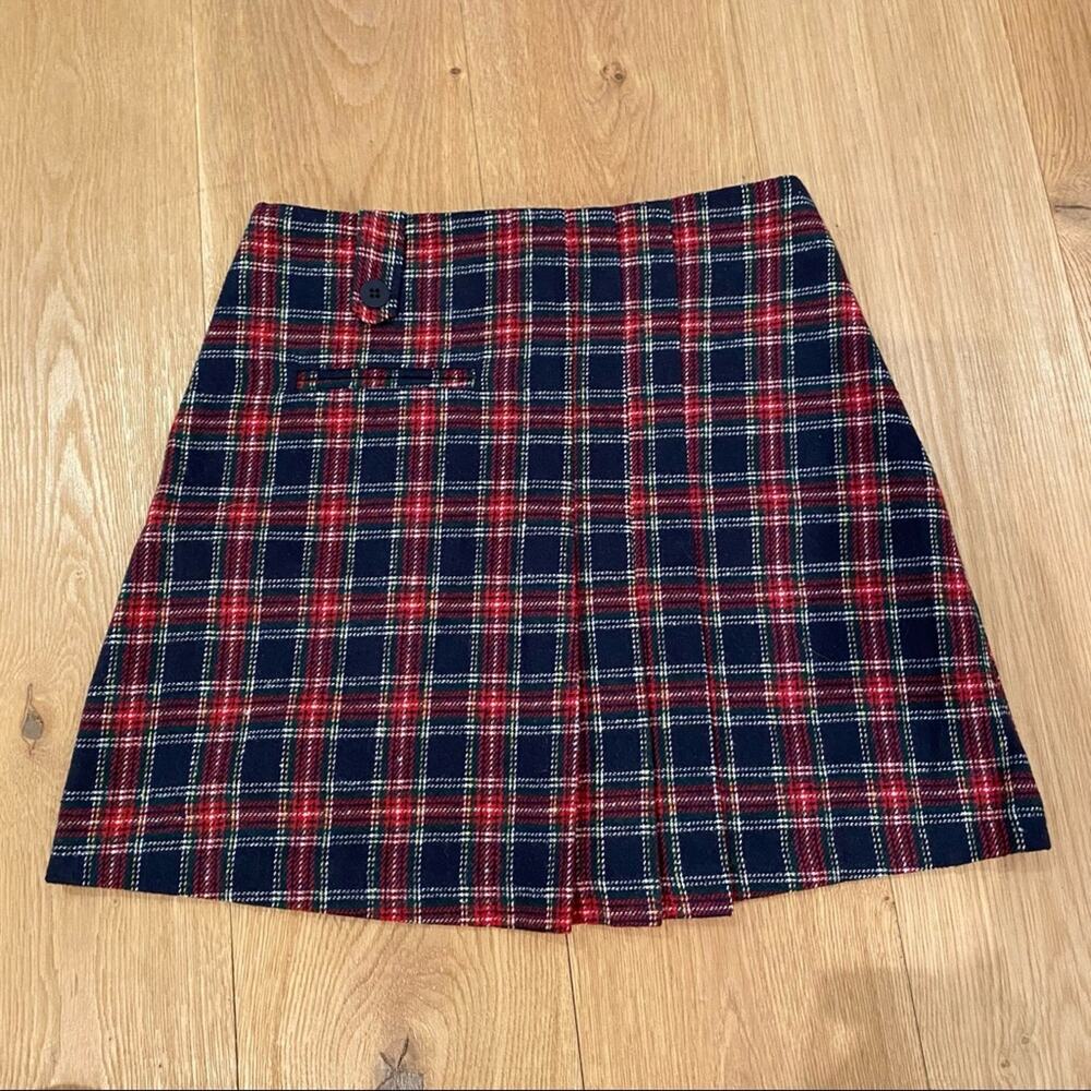 Storets - Plaid Mini Skirt with Button Detail  in Red and Blue Size S/M